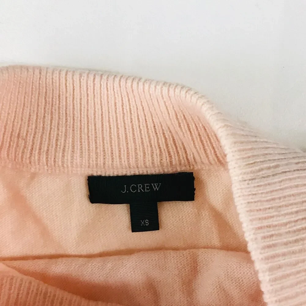 J Crew Women's XS Sweater Pink Solid Knit Mock Neck Pullover Flaw CE24